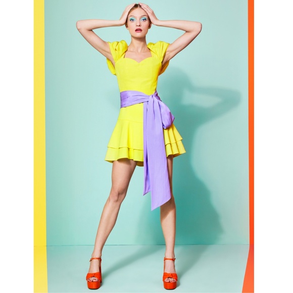 ALICE + OLIVIA Brinda Double-ruffle Fit-and-flare Dress In Daffodil US 8 NWOT - Picture 11 of 14